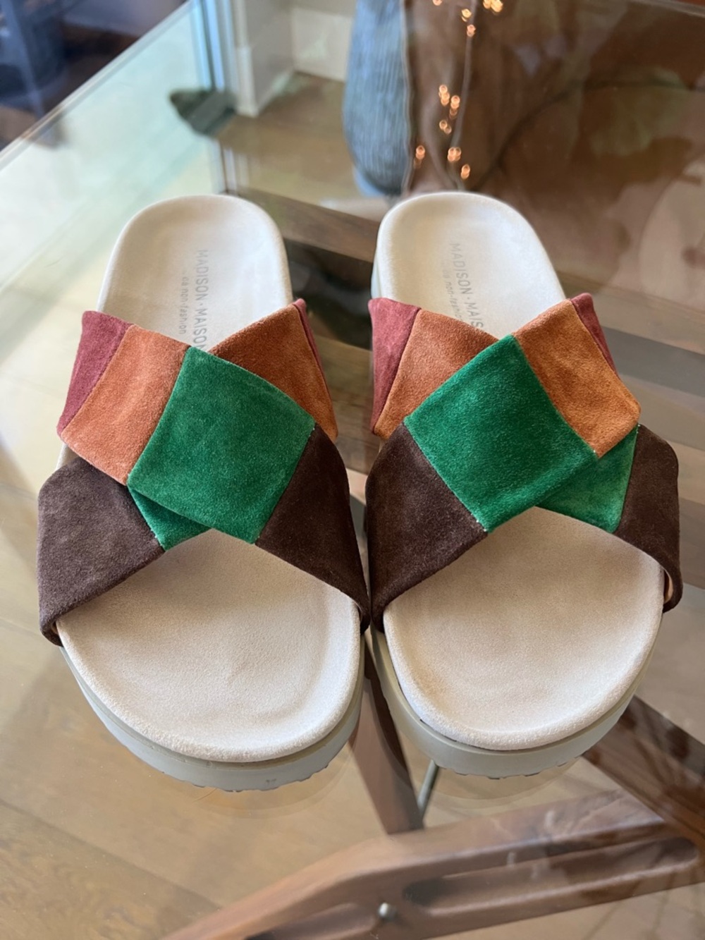 Madison Hippie Slide Women’s Multi-Color Suede Slide Sandals - Size 40